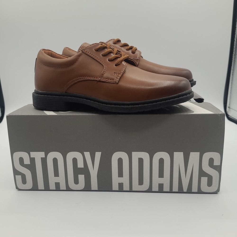 Stacy Adams Boys Dunbar 41179-221 Brown Leather Brown Dress Shoes Size 11‎ M